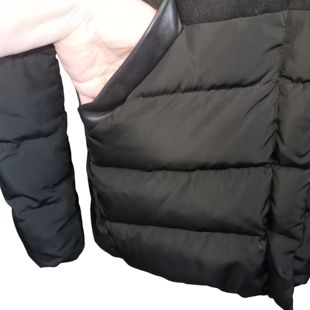 Maje Genuine Fur Trimmed Down Filled Puffer Coat Black Size Medium - Picture 4 of 11